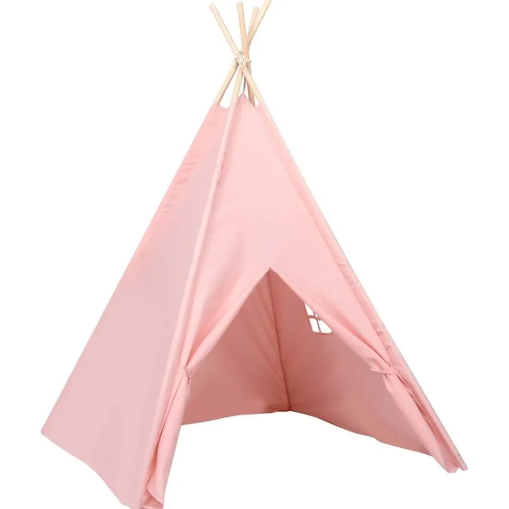 Jeux De Plein Air-vidaXL Tente tipi d'enfants avec sac Peau de pêche 120x120x150 cm Rose