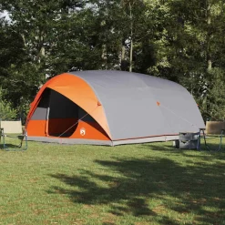 Loisirs De Plein Air-vidaXL Tente Tunnel 500 x 348 x 200 cm taffetas Gris et orange