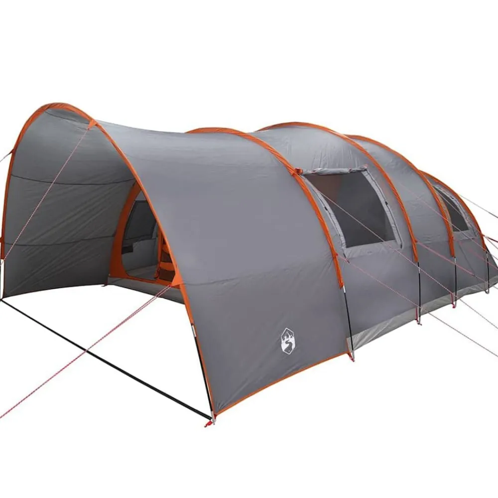 Loisirs De Plein Air-vidaXL Tente Tunnel 8-Personnes 710 x 460 x 245 cm Gris et orange