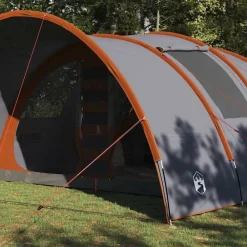 Loisirs De Plein Air-vidaXL Tente Tunnel 8-Personnes 710 x 460 x 245 cm Gris et orange