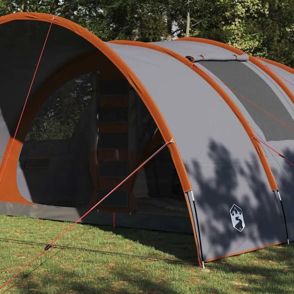 Loisirs De Plein Air-vidaXL Tente Tunnel 8-Personnes 710 x 460 x 245 cm Gris et orange