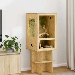 Articles Pour Animaux De Compagnie-vidaXL Terrarium Marron 50 x 50 x 80 cm OSB