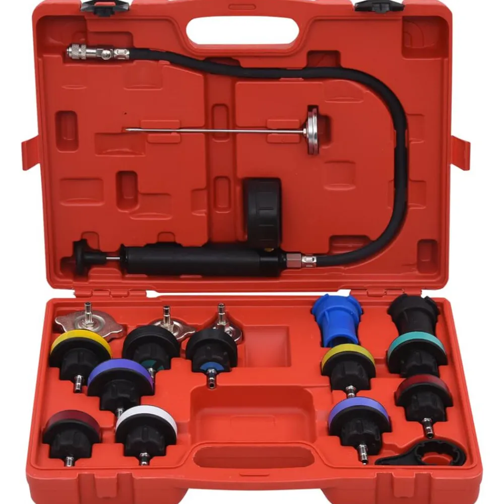 Equipement & Outils De Garage-vidaXL Testeur de pression pour refroidissement et bouchon 18 pcs
