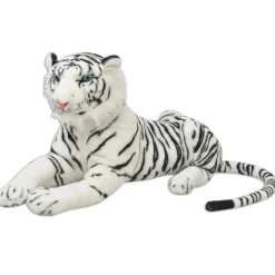 Jouets-vidaXL Tigre en peluche Blanc XXL