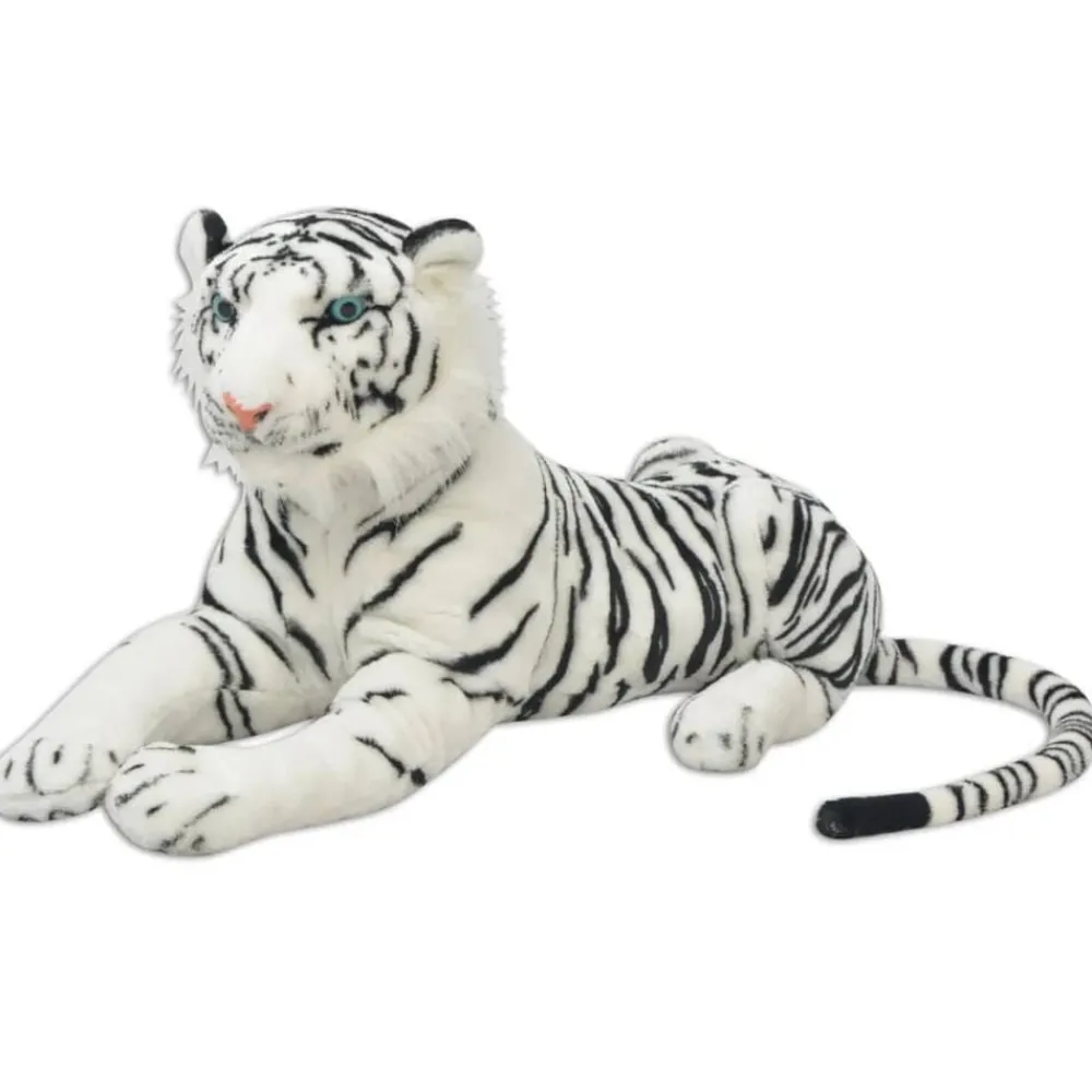 Jouets-vidaXL Tigre en peluche Blanc XXL