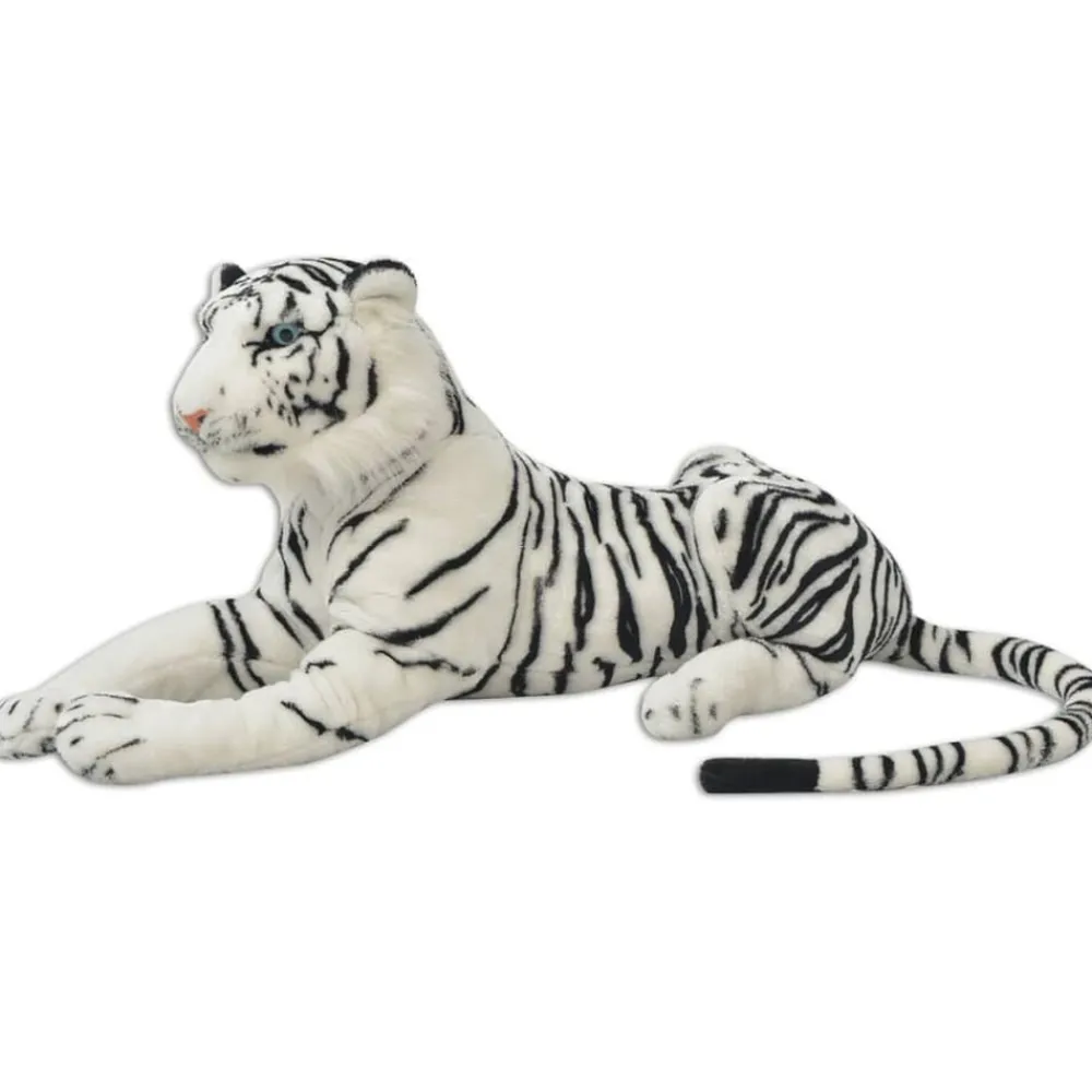 Jouets-vidaXL Tigre en peluche Blanc XXL