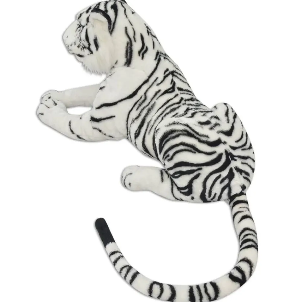 Jouets-vidaXL Tigre en peluche Blanc XXL
