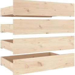Lits & Accessoires-vidaXL Tiroirs de lit 4 pcs Bois de pin massif Naturel