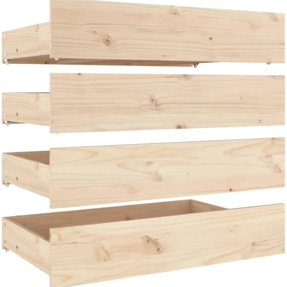 Lits & Accessoires-vidaXL Tiroirs de lit 4 pcs Bois de pin massif Naturel