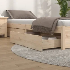 Lits & Accessoires-vidaXL Tiroirs de lit 4 pcs Bois de pin massif Naturel