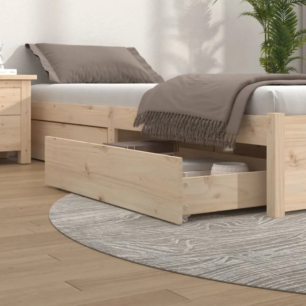 Lits & Accessoires-vidaXL Tiroirs de lit 4 pcs Bois de pin massif Naturel