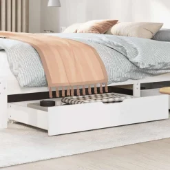 Produits Ménagers-vidaXL Tiroirs sous le lit 2 pcs 95x55x17 cm bois de pin massif Blanc