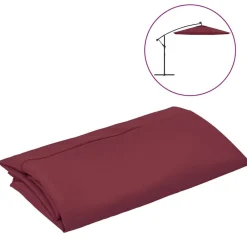 vidaXL Tissu de remplacement pour parasol déporté bordeaux rouge 300cm