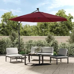 vidaXL Tissu de remplacement pour parasol déporté bordeaux rouge 300cm