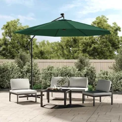 Pelouses & Jardins-vidaXL Tissu de remplacement pour parasol déporté 300 cm Vert