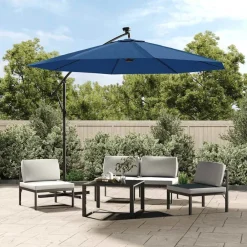 vidaXL Tissu de remplacement pour parasol déporté bleu 300 cm