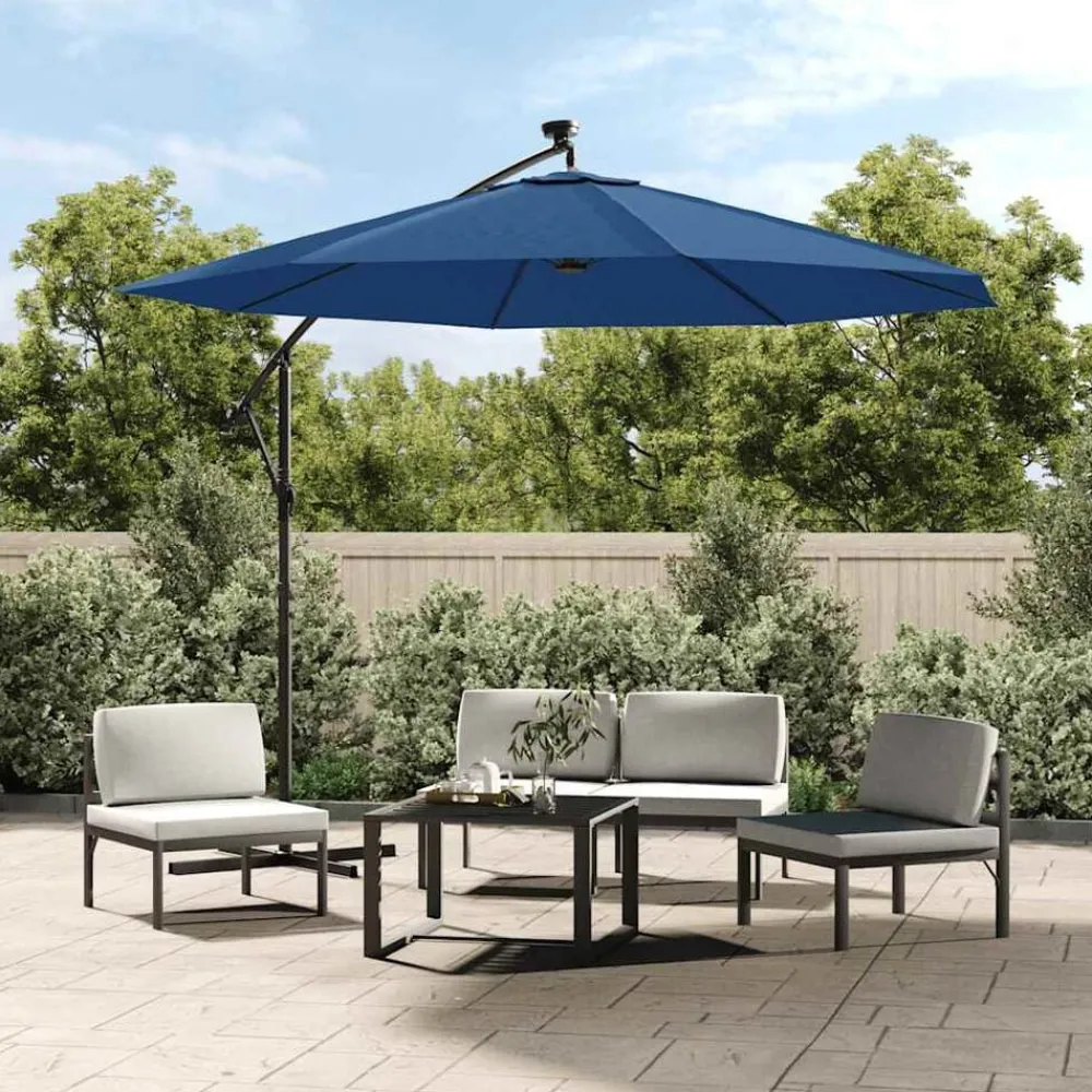 vidaXL Tissu de remplacement pour parasol déporté bleu 300 cm