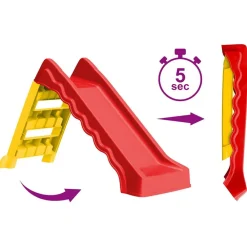 vidaXL Toboggan pliable d'enfants Intérieur/Extérieur Rouge et jaune
