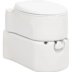 vidaXL Toilette de camping intégrée blanc 24+17 L PEHD et émail