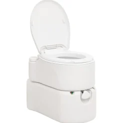 vidaXL Toilette de camping intégrée blanc 24+17 L PEHD et émail