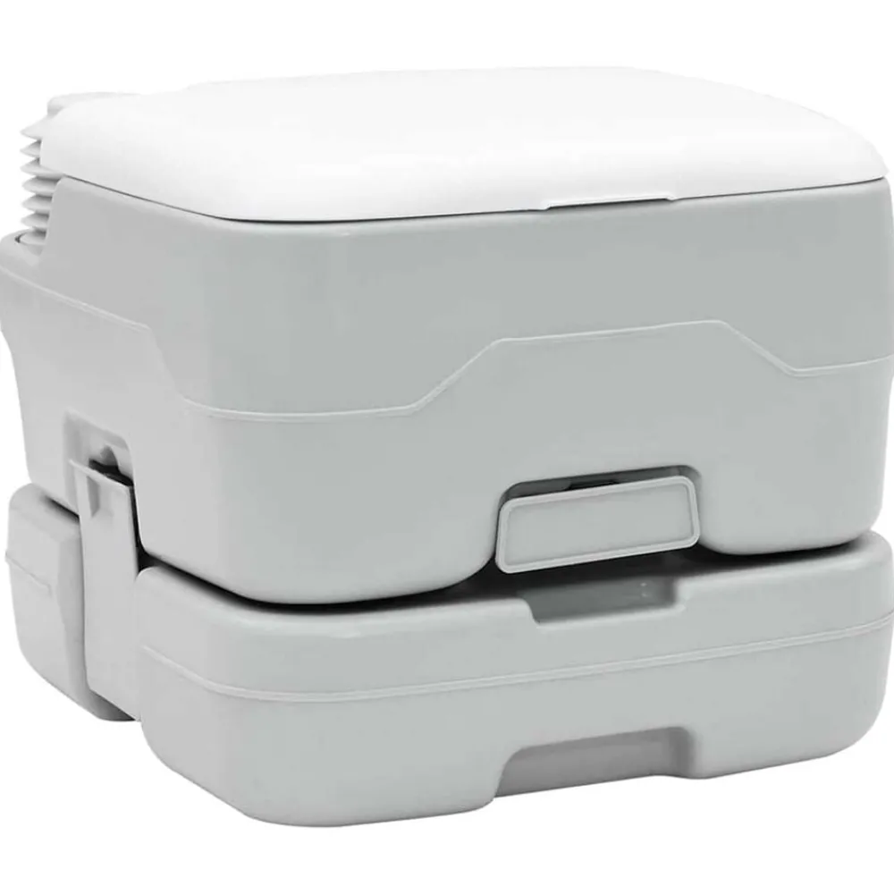 vidaXL Toilette de Camping Gris et blanc 41,5 x 36,5 x 30 cm