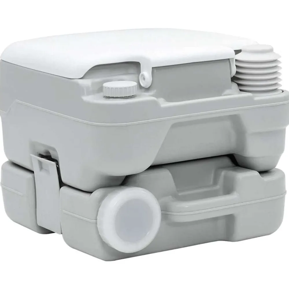 vidaXL Toilette de Camping Gris et blanc 41,5 x 36,5 x 30 cm