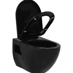 Plomberie-vidaXL Toilette murale Céramique Noir