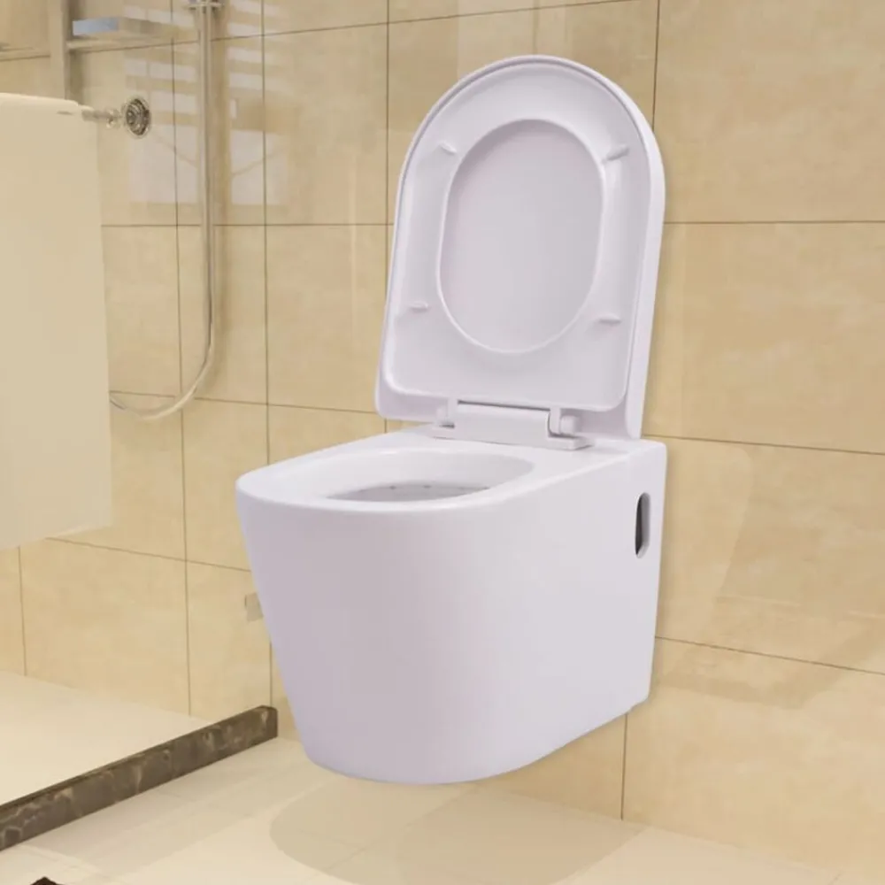 Plomberie-vidaXL Toilette murale Céramique Blanc