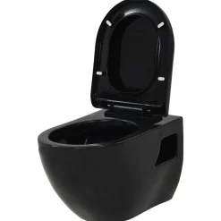 vidaXL Toilette suspendue au mur avec réservoir caché Céramique Noir