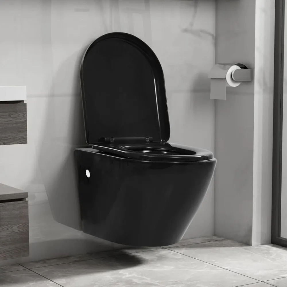 vidaXL Toilette suspendue au mur sans rebord Céramique