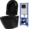 vidaXL Toilette suspendue au mur avec réservoir caché Céramique Noir