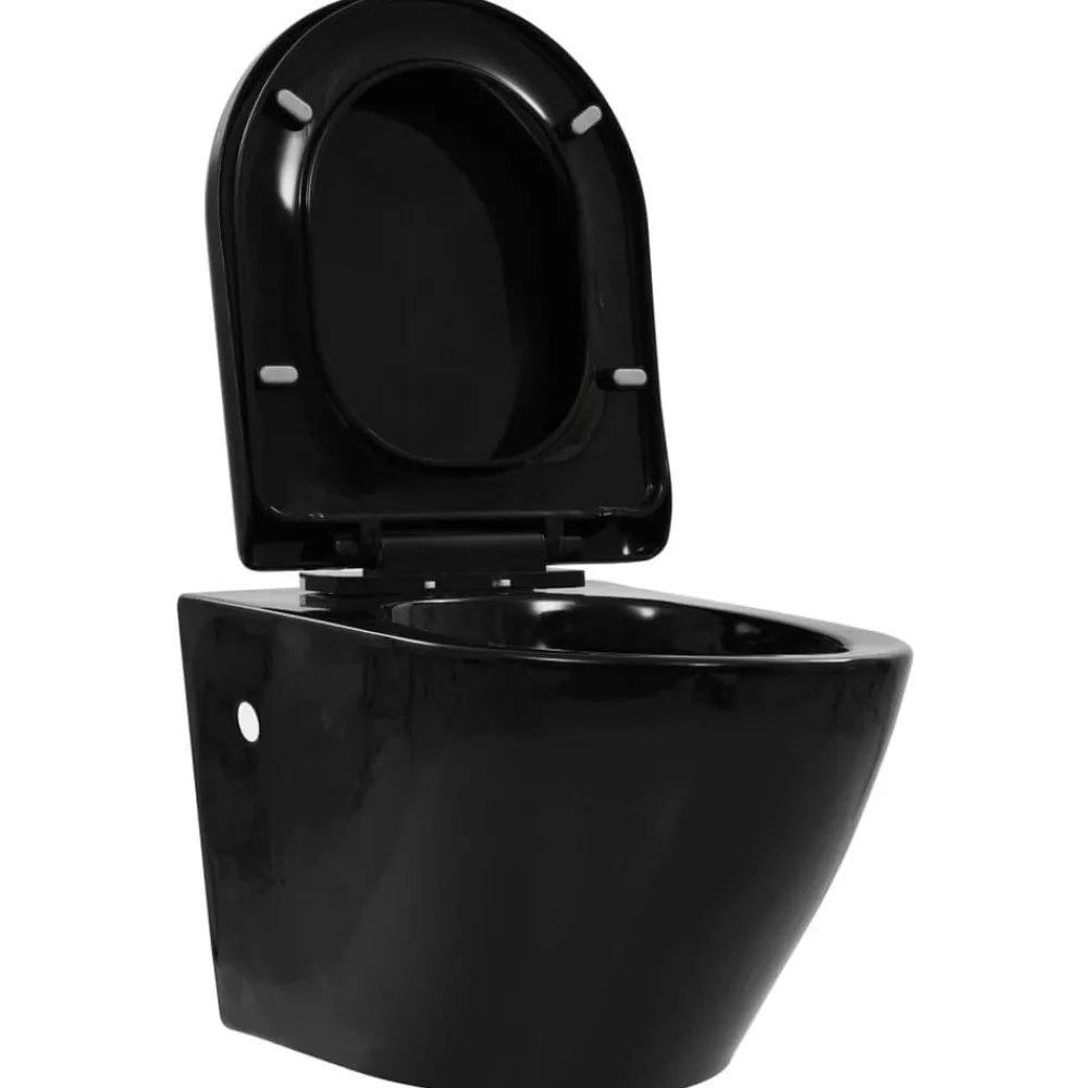 vidaXL Toilette suspendue au mur avec réservoir caché Céramique Noir