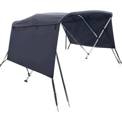 Pièces Détachées Pour Véhicules-vidaXL Toit bimini à 3 arceaux parois latérales 183x(185-198)x137 cm Bleu