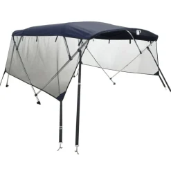 Pièces Détachées Pour Véhicules-vidaXL Toit bimini à 4 arceaux parois en maille 243x(170-182)x137 cm Bleu