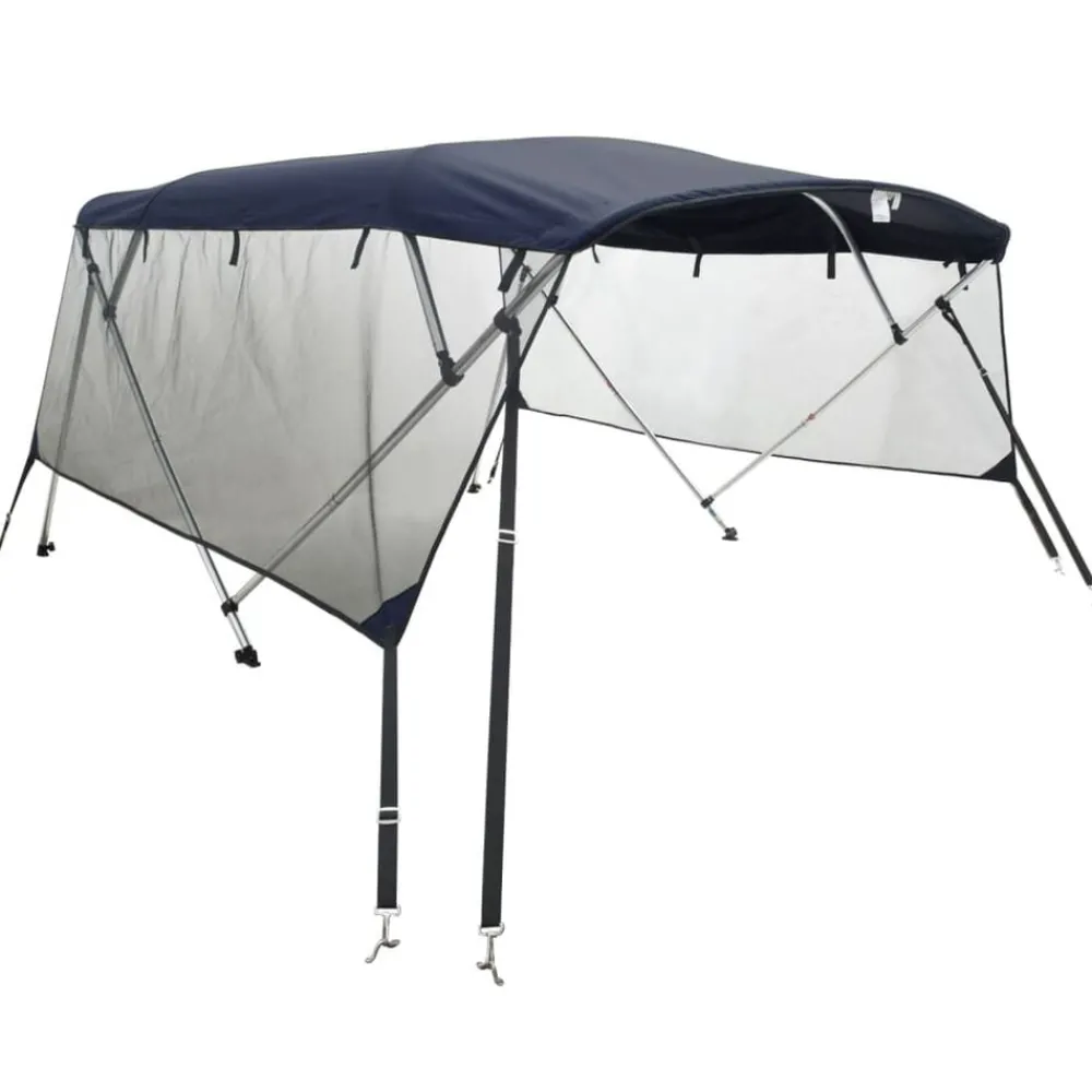 Pièces Détachées Pour Véhicules-vidaXL Toit bimini à 4 arceaux parois en maille 243x(170-182)x137 cm Bleu