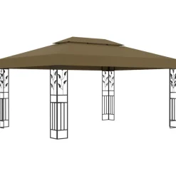 Pelouses & Jardins-vidaXL Tonnelle avec double toit 3x4 m 180 g/m² Taupe