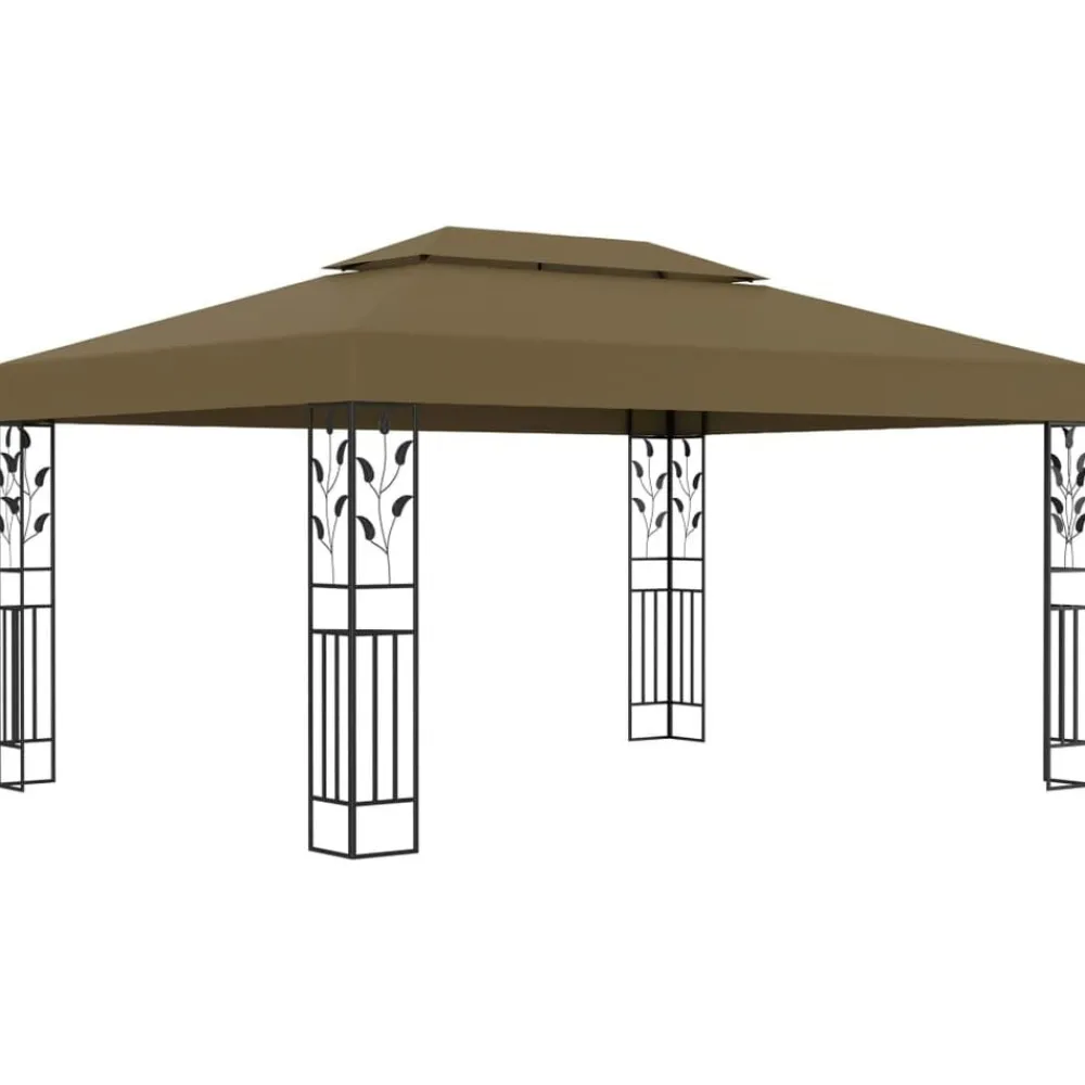 Pelouses & Jardins-vidaXL Tonnelle avec double toit 3x4 m 180 g/m² Taupe