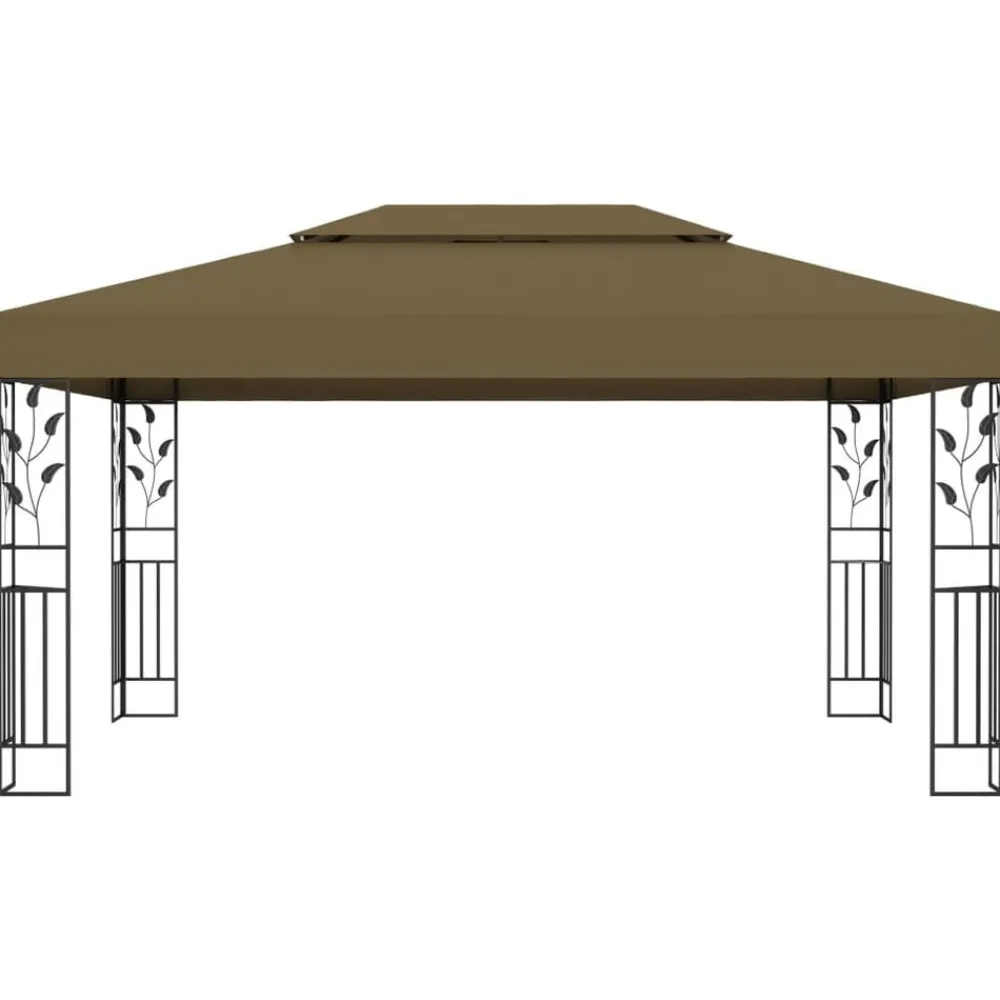 Pelouses & Jardins-vidaXL Tonnelle avec double toit 3x4 m 180 g/m² Taupe