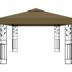 Pelouses & Jardins-vidaXL Tonnelle avec double toit 3x4 m 180 g/m² Taupe