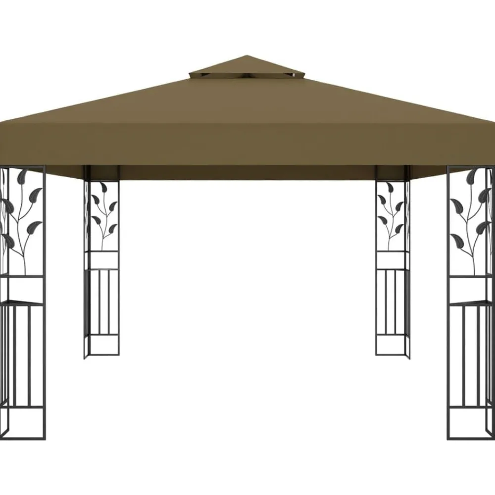 Pelouses & Jardins-vidaXL Tonnelle avec double toit 3x4 m 180 g/m² Taupe