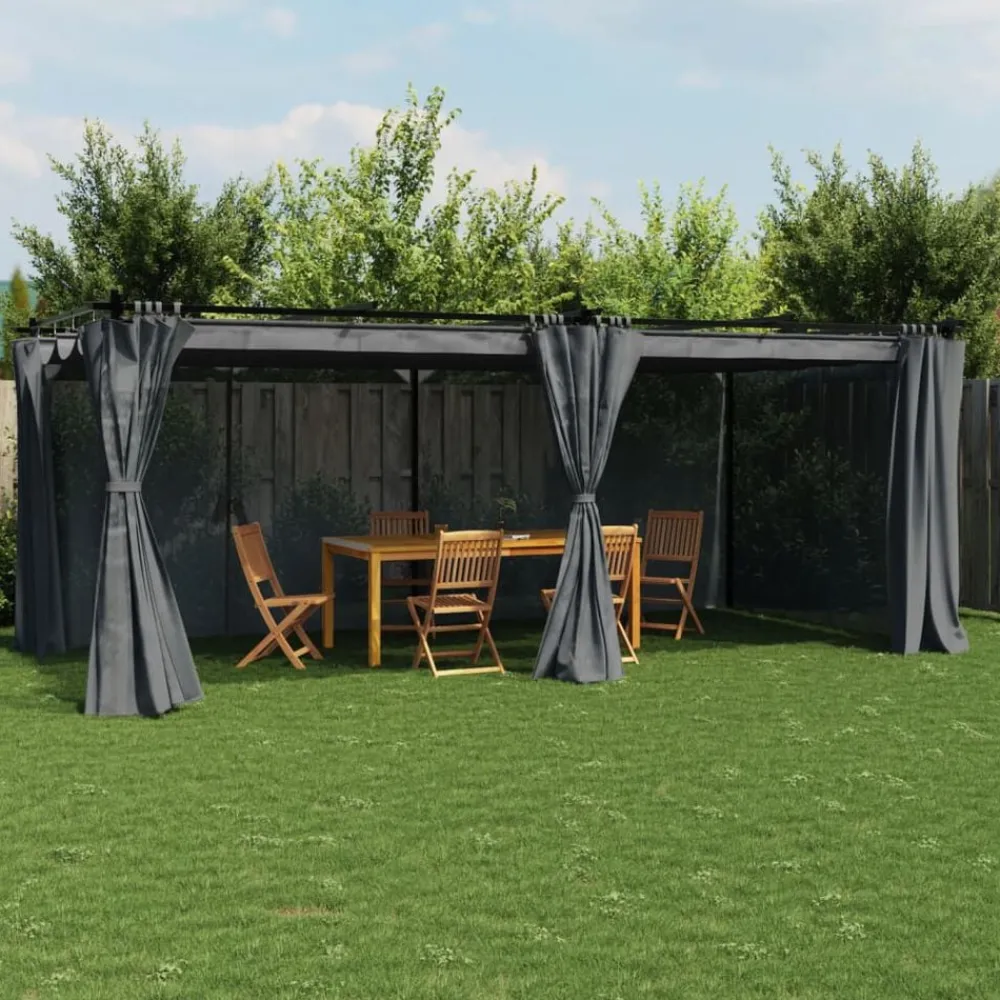 vidaXL Tonnelle avec rideaux 6x3 m acier