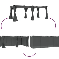 vidaXL Tonnelle avec rideaux 6x3 m acier