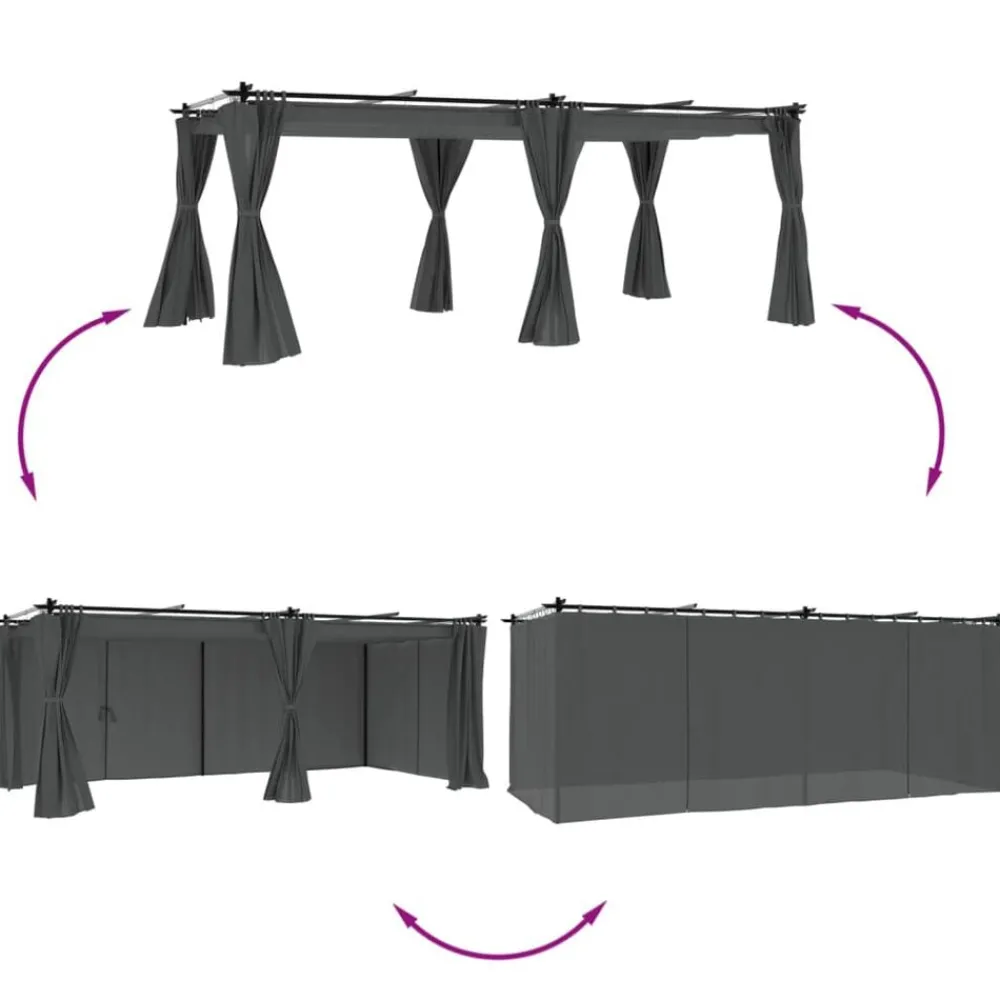 vidaXL Tonnelle avec rideaux 6x3 m acier