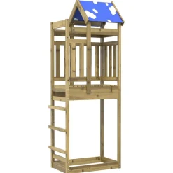 vidaXL Tour de jeu Marron 85 x 52,5 x 239 cm Bois solide imprégné