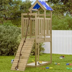 vidaXL Tour de jeu Marron 52,5 x 110,5 x 215 cm Bois solide imprégné