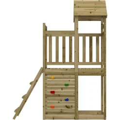 vidaXL Tour de jeu Marron 110,5 x 52,5 x 214 cm Bois solide imprégné