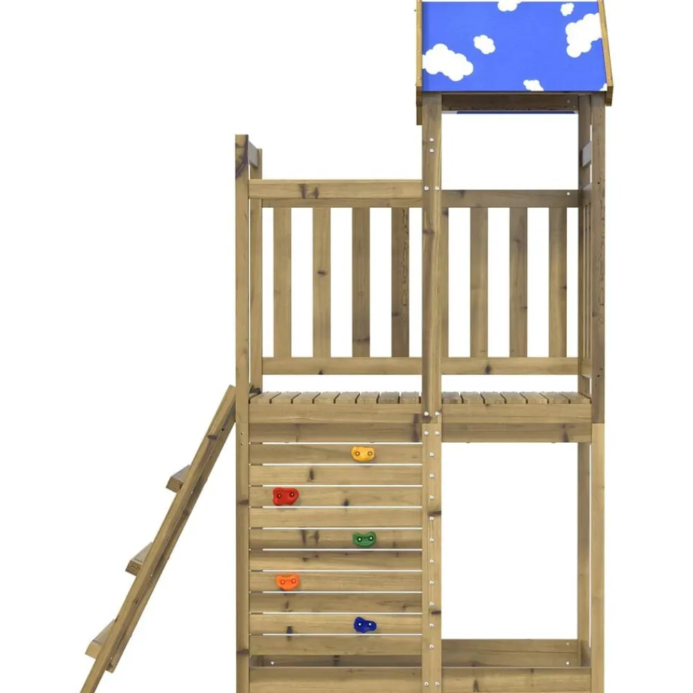 vidaXL Tour de jeu Marron 110,5 x 52,5 x 215cm Bois solide imprégné