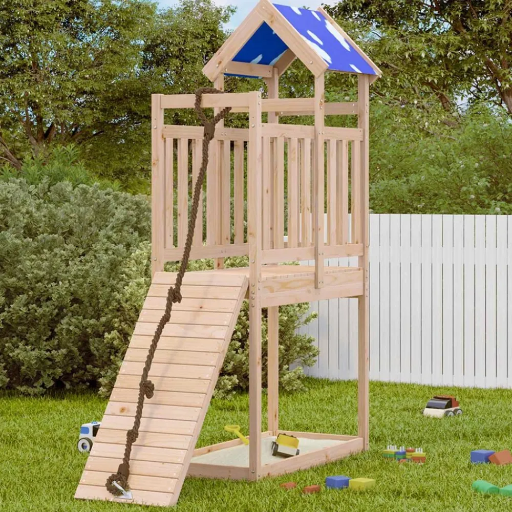 vidaXL Tour de jeu Marron 52,5 x 110,5 x 215 cm Pin massif