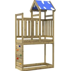 vidaXL Tour de jeu Marron 110,5 x 52,5 x 215 cm Bois solide imprégné