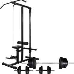 vidaXL Tour de musculation avec jeu d'haltères et poids 60,5 kg